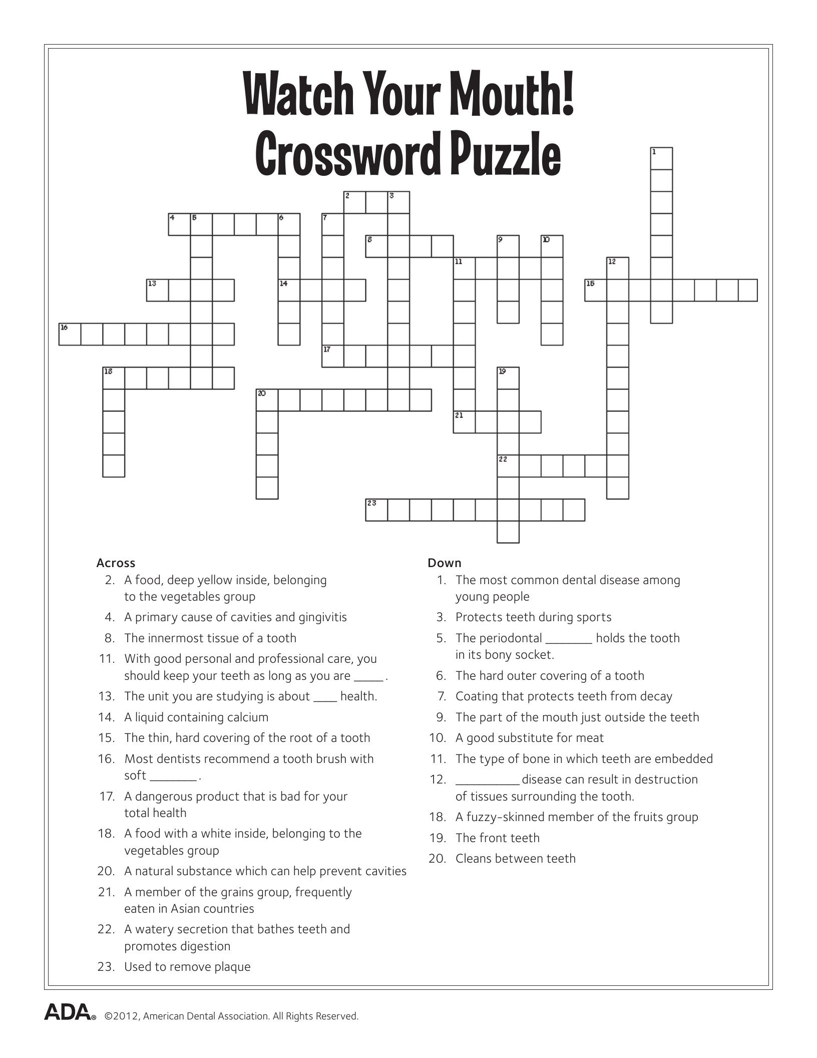 Mental Health Crossword Wordmint Printable Crossword Puzzles For 