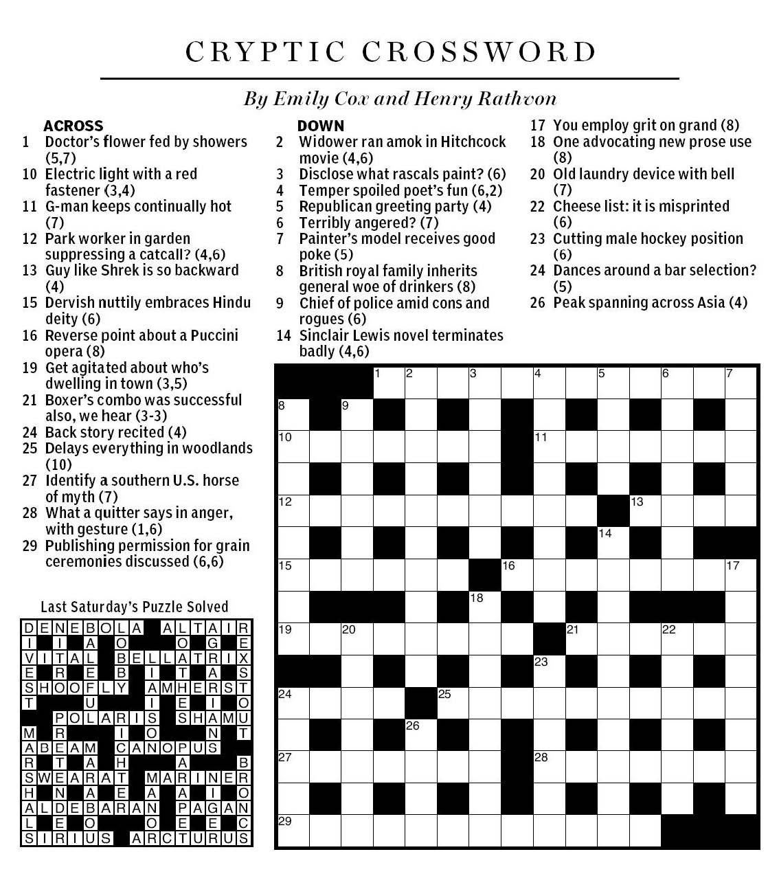 National Post Cryptic Crossword Forum June 2013 In Mr X 4 Printable 