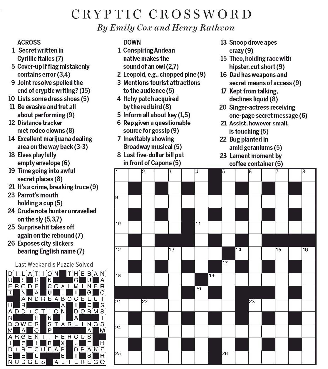 National Post Cryptic Crossword Forum Saturday August 12 2017 I ve 