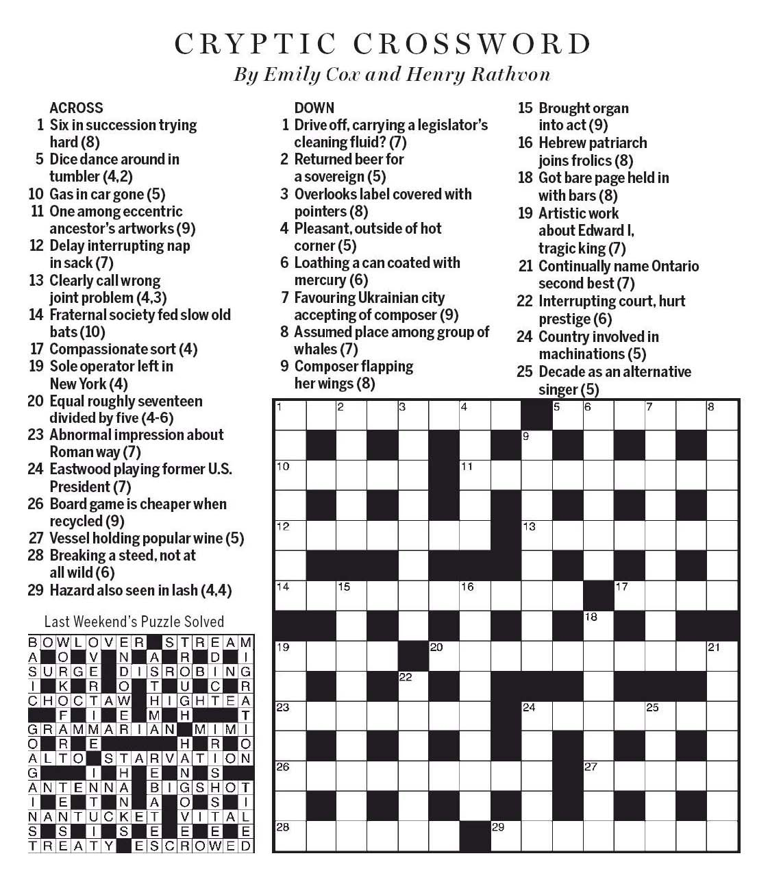 National Post Cryptic Crossword Forum Saturday August 3 2019 Odd 