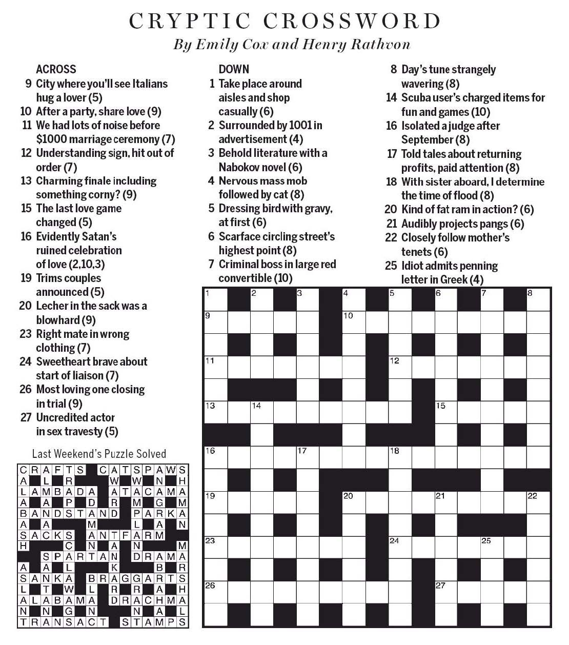 National Post Cryptic Crossword Forum Saturday February 8 2020 Cox 