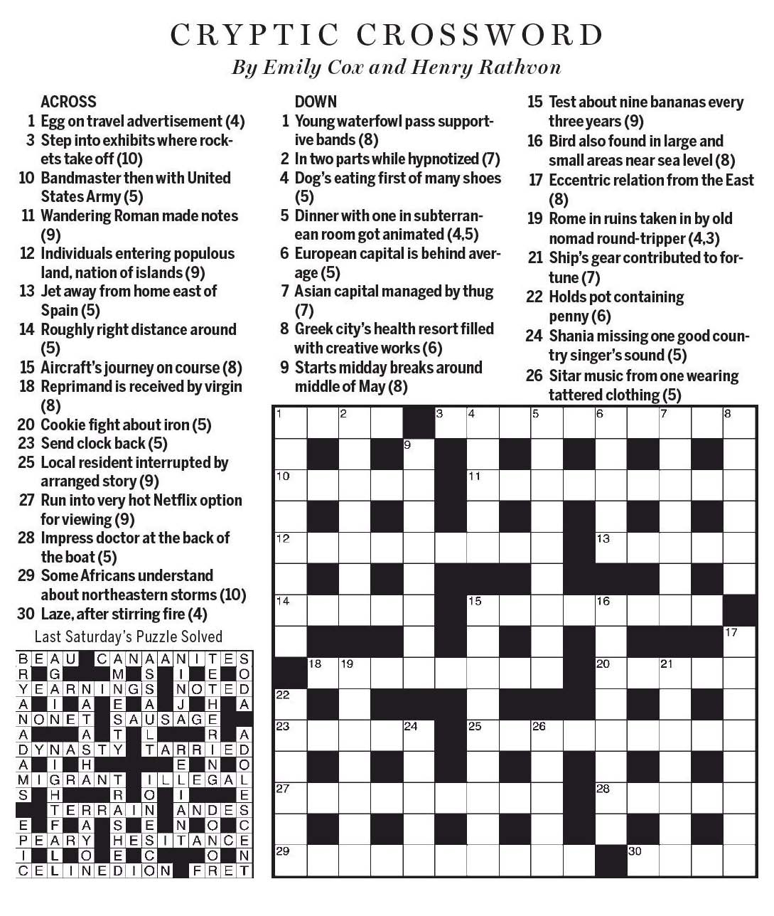 National Post Cryptic Crossword Forum Saturday March 25 2017 World 