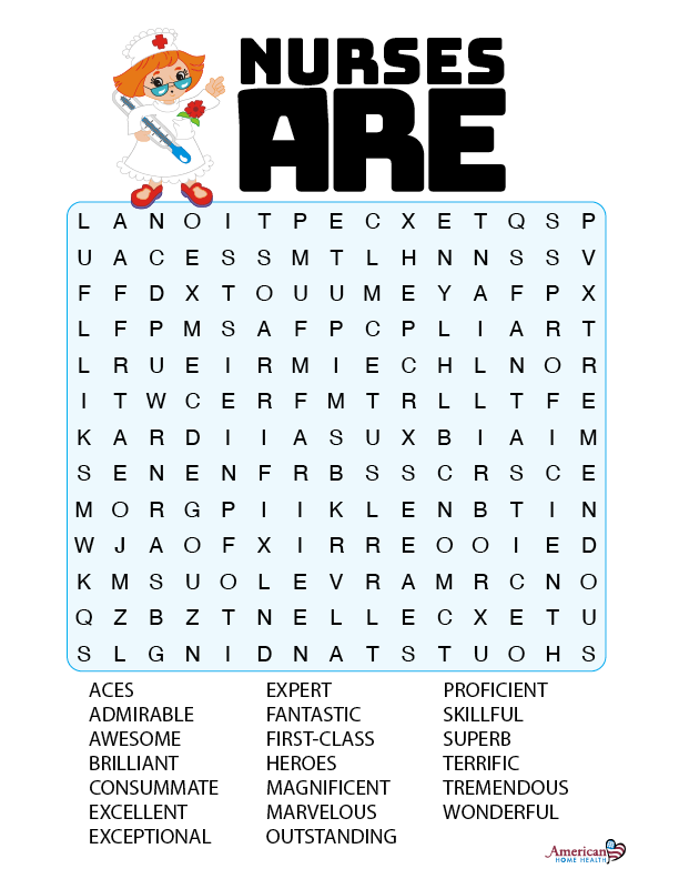 Nurses ARE Word Search Puzzle American Home Health s Blog