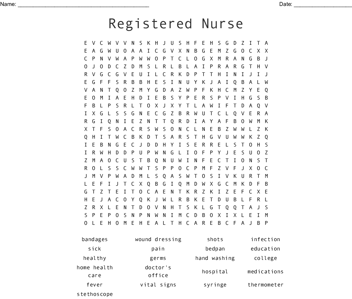 Nursing Word Search Printable Word Search Printable