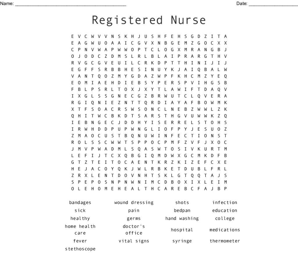 Nursing Word Search Printable Word Search Printable Sally Crossword