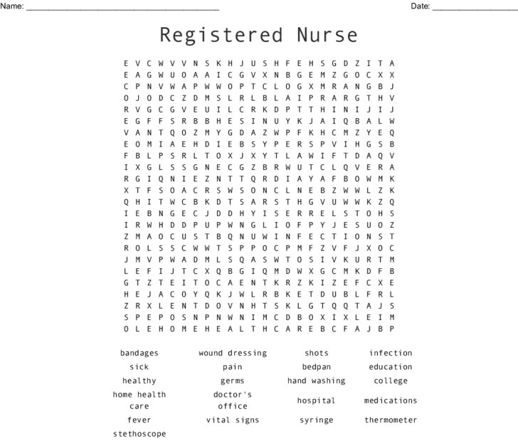 Nurses Week Word Search Printable