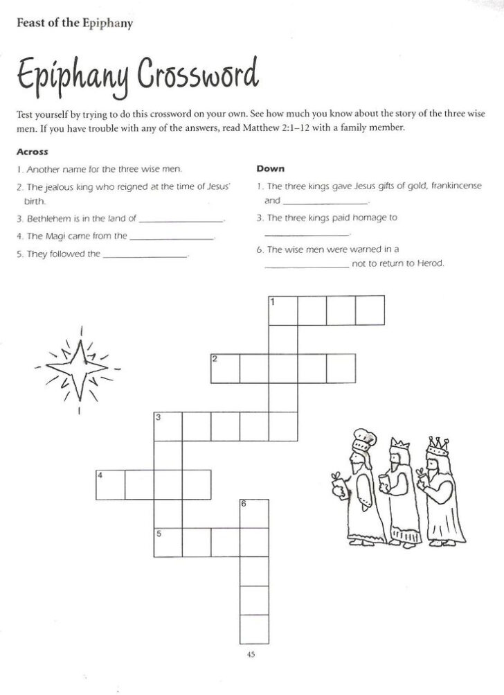 Epiphany Crossword Puzzle Printable