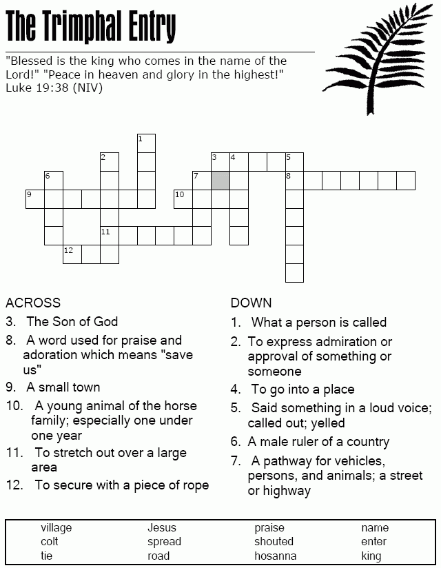 Holy Week Crossword Puzzle Holy Heroes Answers Printable