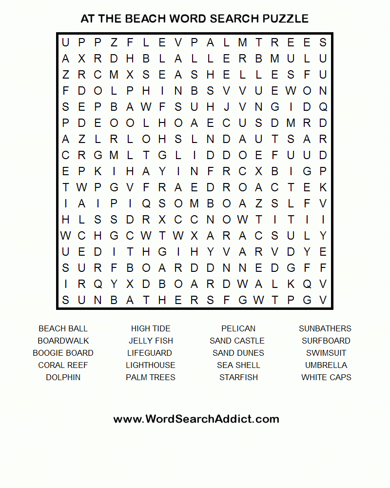 Printable Beach Crossword Puzzles Printable Crossword Puzzles