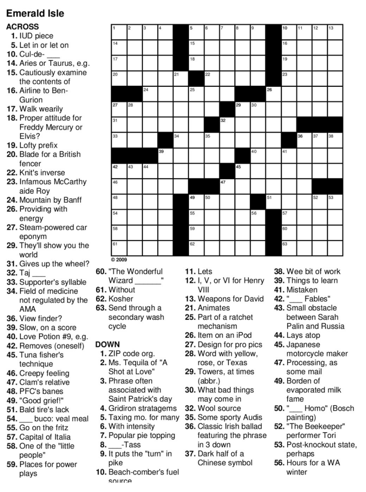 Crossword Puzzle With Answer Keys Crossword Answer Key Printable