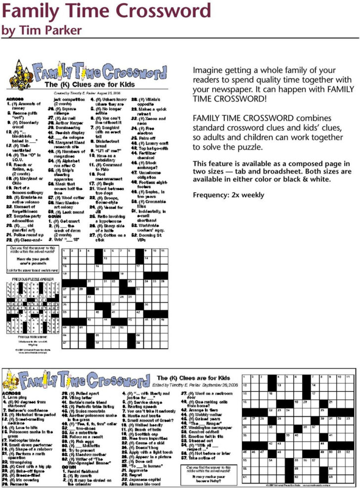 Crossword Puzzles Edited By Timothy Parker Printable