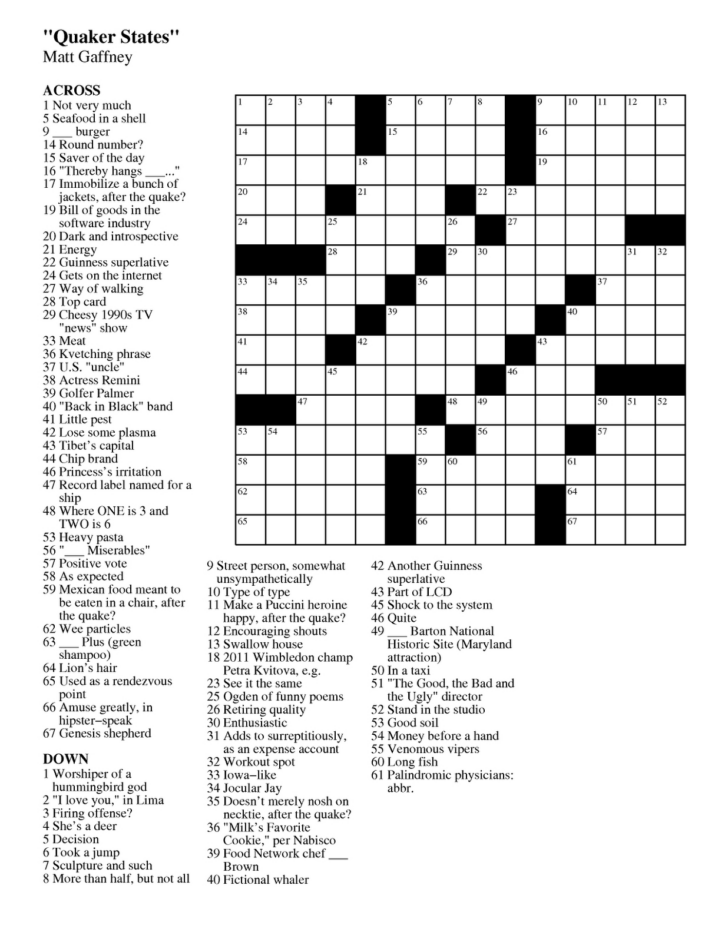 Free English Crossword Puzzles For High School Printable