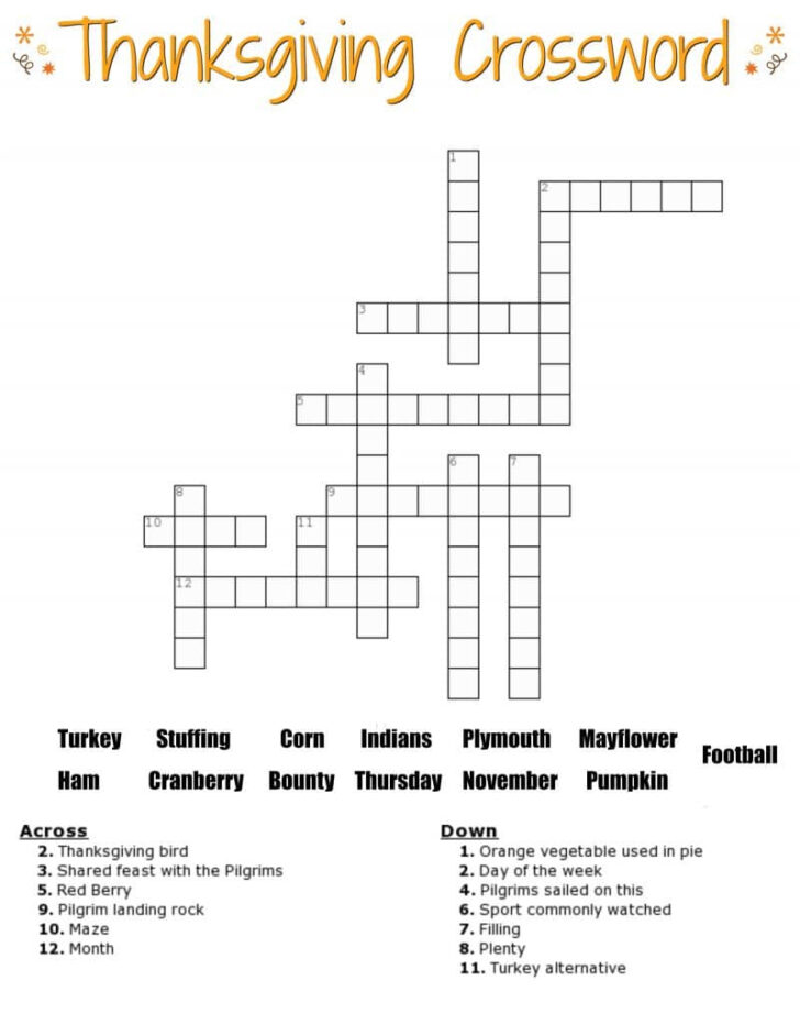 Crossword Puzzles Printable For Kids With Word Bank