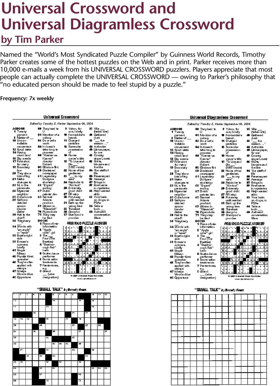 Printable Crossword Puzzles Timothy Parker Printable Crossword Puzzles