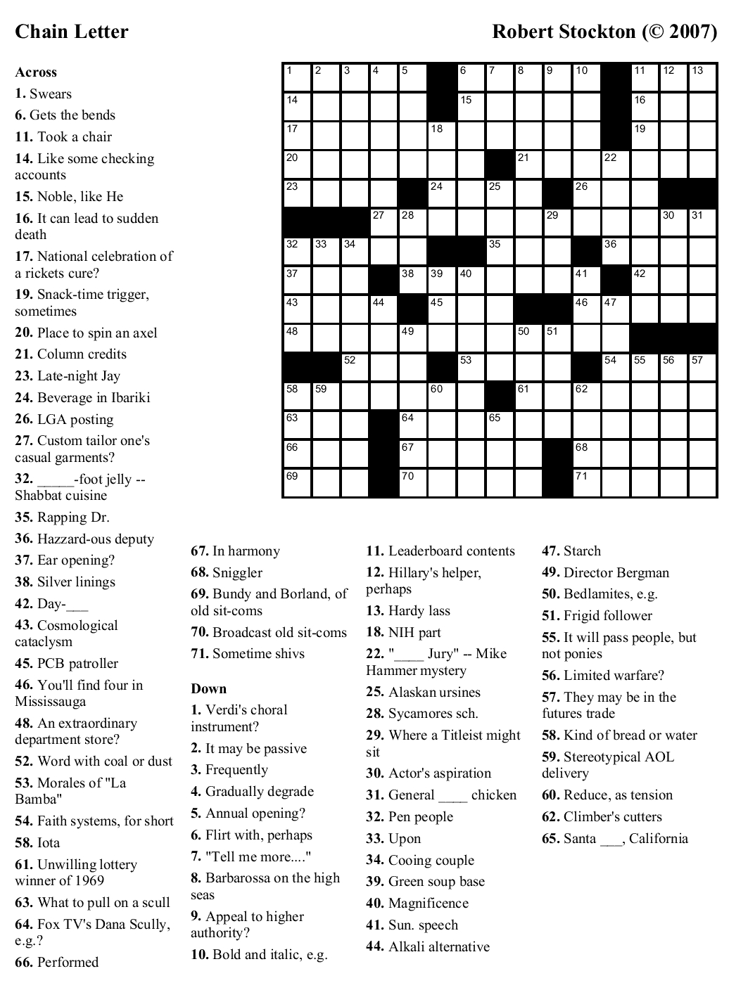 Printable Crossword Puzzles Tv Shows Printable Crossword Puzzles