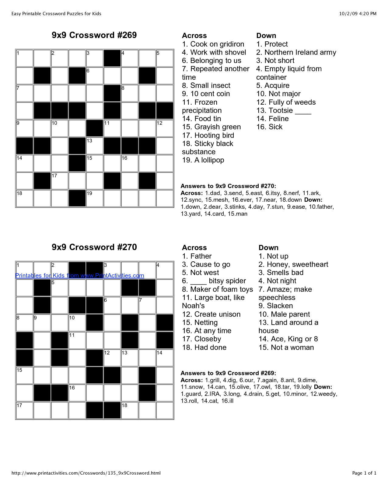 Printable Crosswords For 15 Year Olds Printable Crossword Puzzles