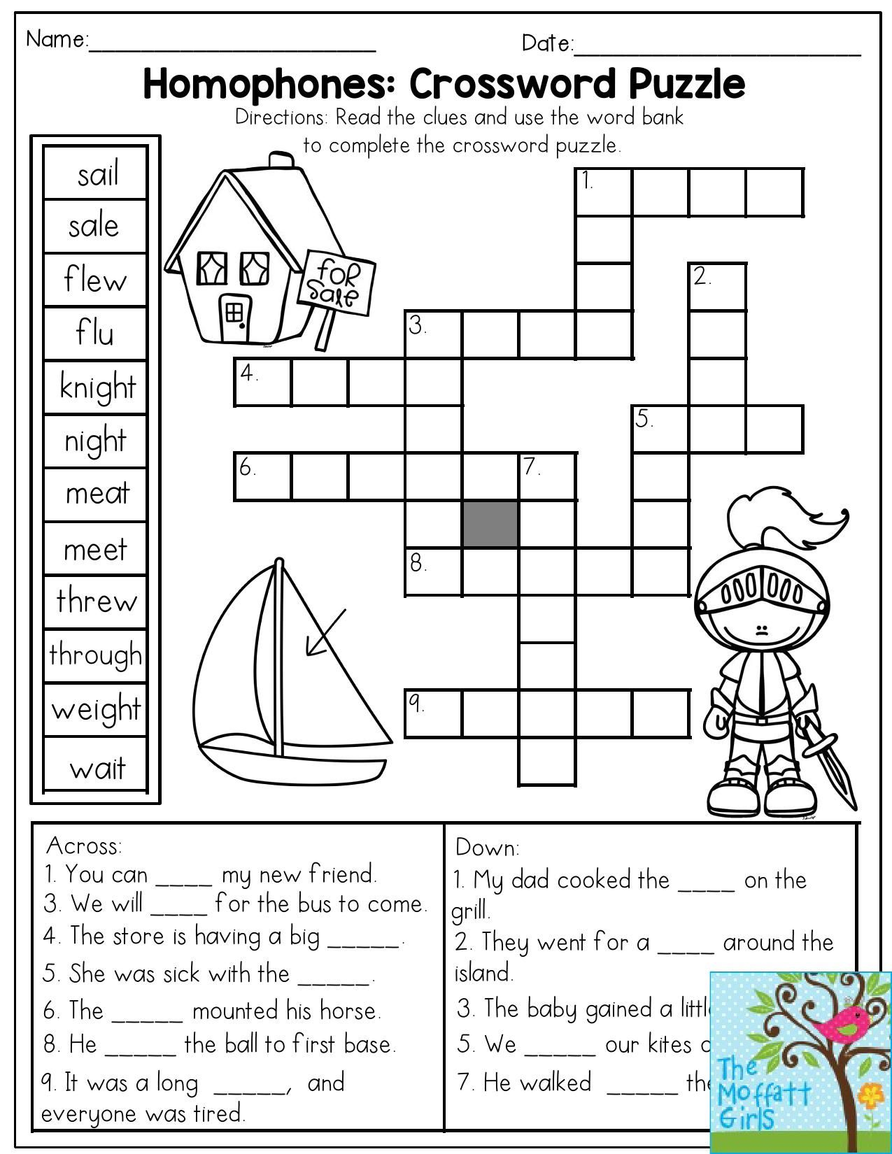 Printable Crosswords For 1St Grade Printable Crossword Puzzles