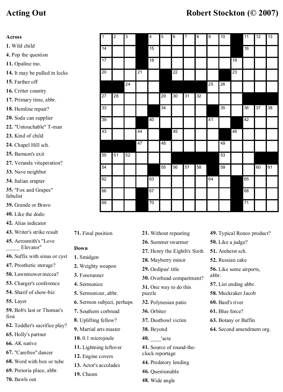 Printable Crosswords For 6Th Grade Printable Crossword Puzzles