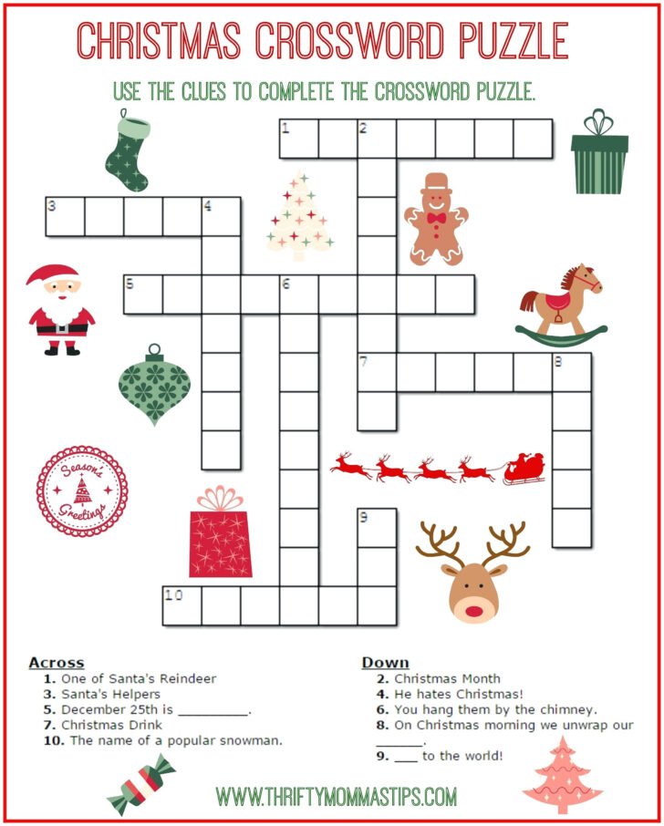 Printable Crossword Puzzle Grade 6