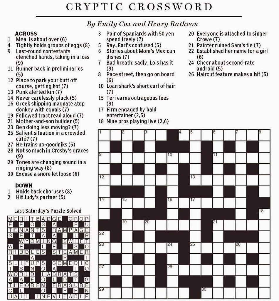 Printable Cryptic Crossword Printable Crossword Puzzles