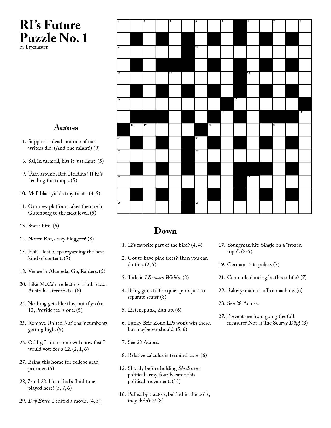 Printable Cryptic Crossword Puzzles Printable Crossword Puzzles