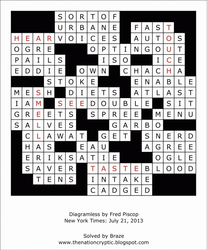 Free Printable Diagramless Crossword Puzzles For Adults