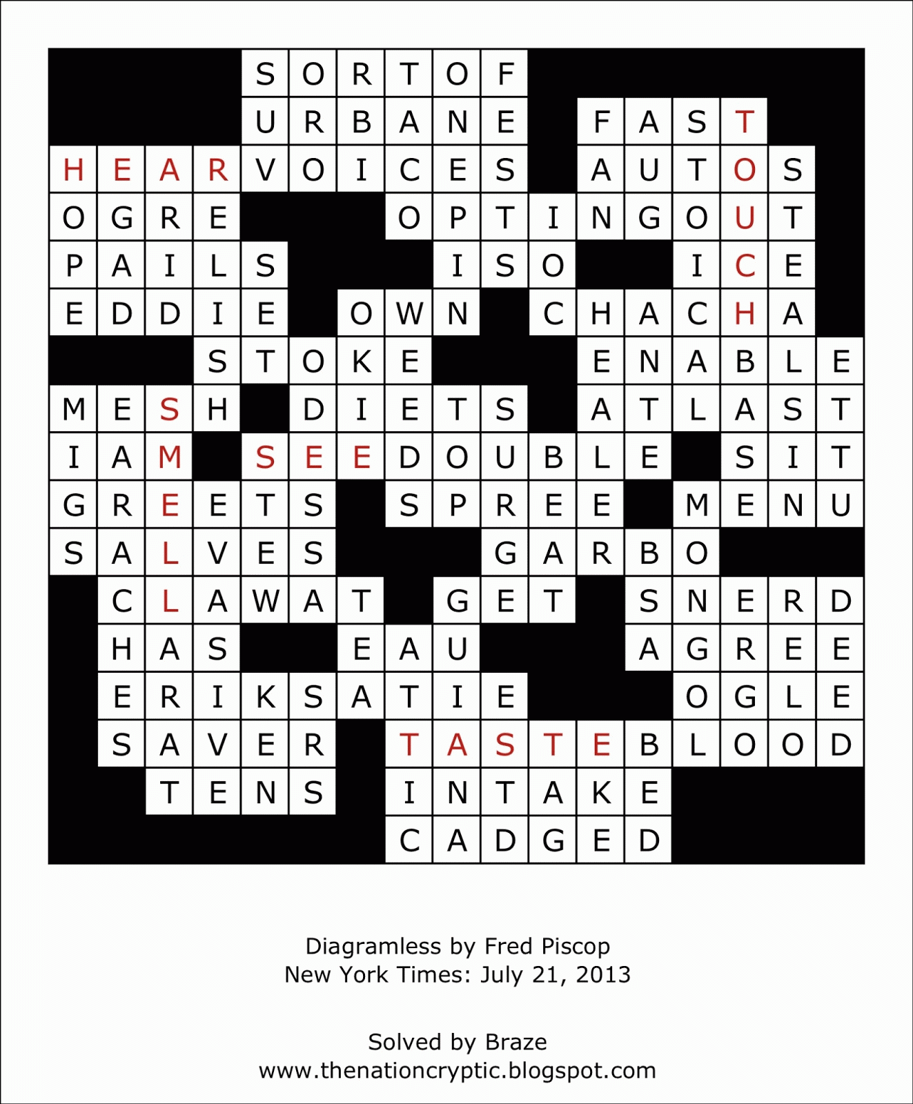 Free Printable Diagramless Crossword Puzzles For Adults Sally 