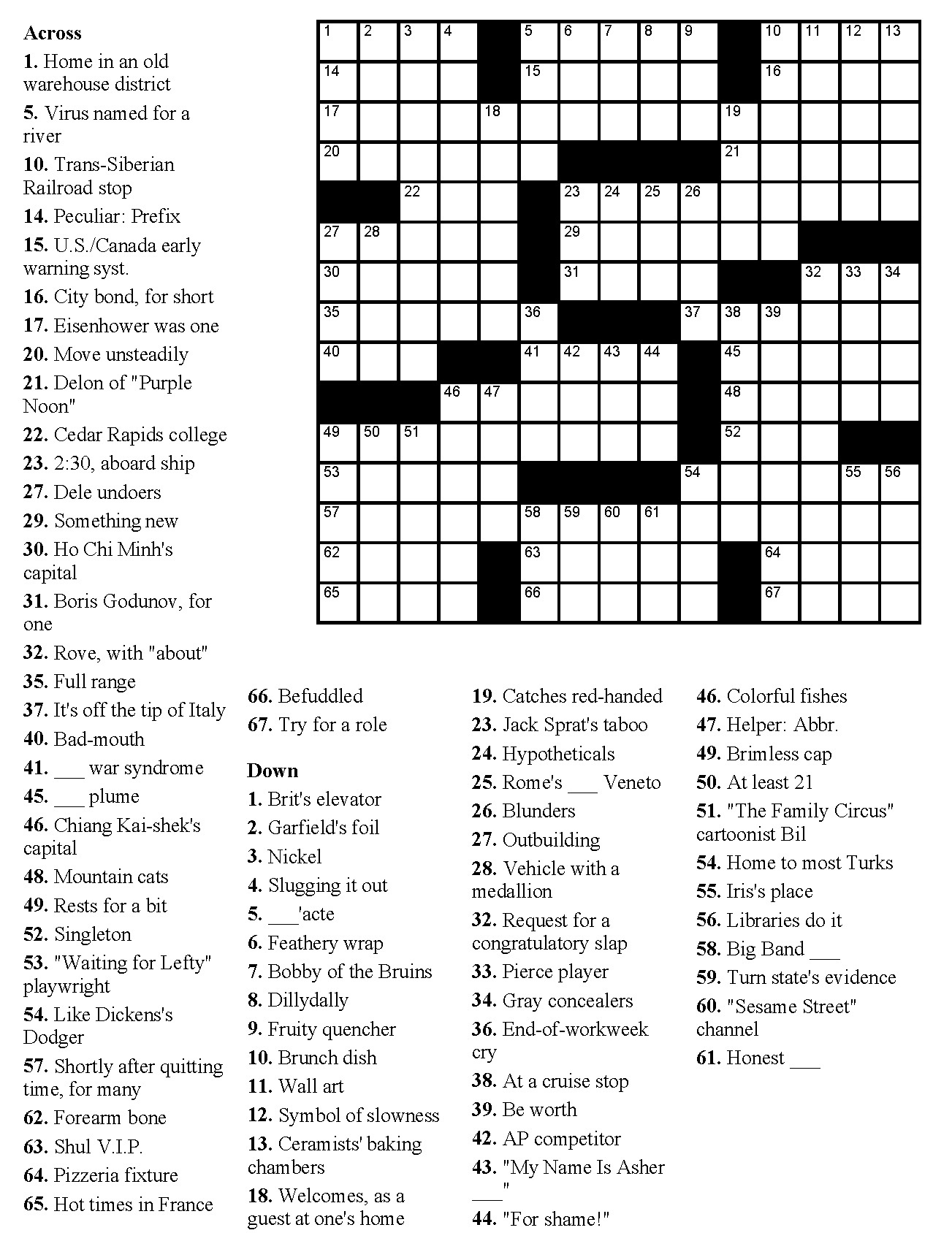 Printable Easy Crossword Puzzles With Answers Printable Crossword Puzzles