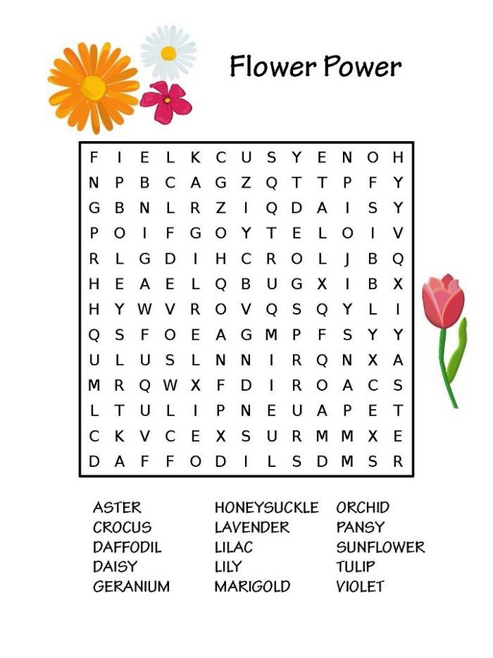 Free Printable Flower Power Puzzles | Sally Crossword Puzzles