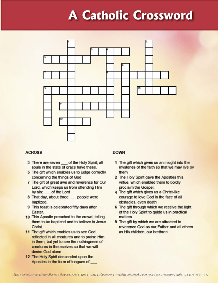 Cathollic Holy Week Crossword Puzzle Printable