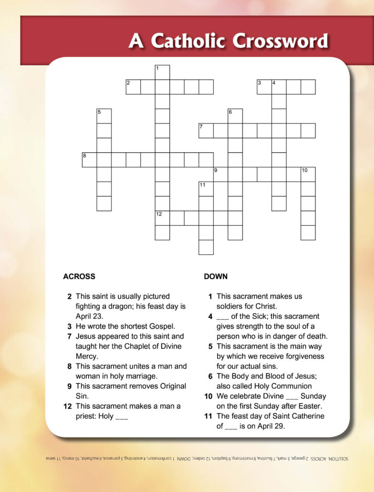 Free Printable Holy Week Crossword Puzzle With Answers