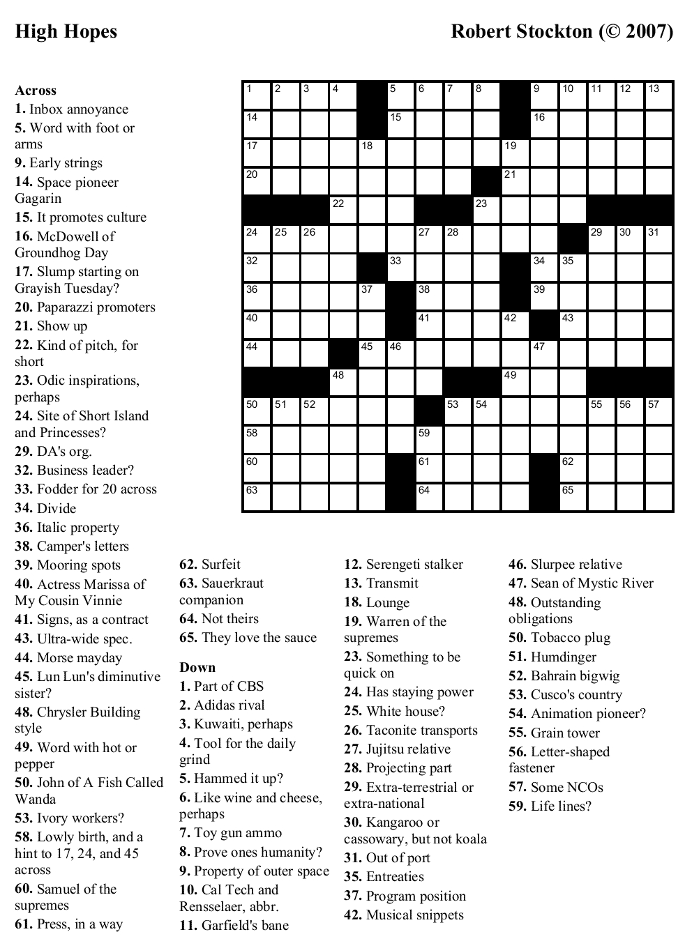 Printable Indystar Crossword Puzzles Printable Crossword Puzzles