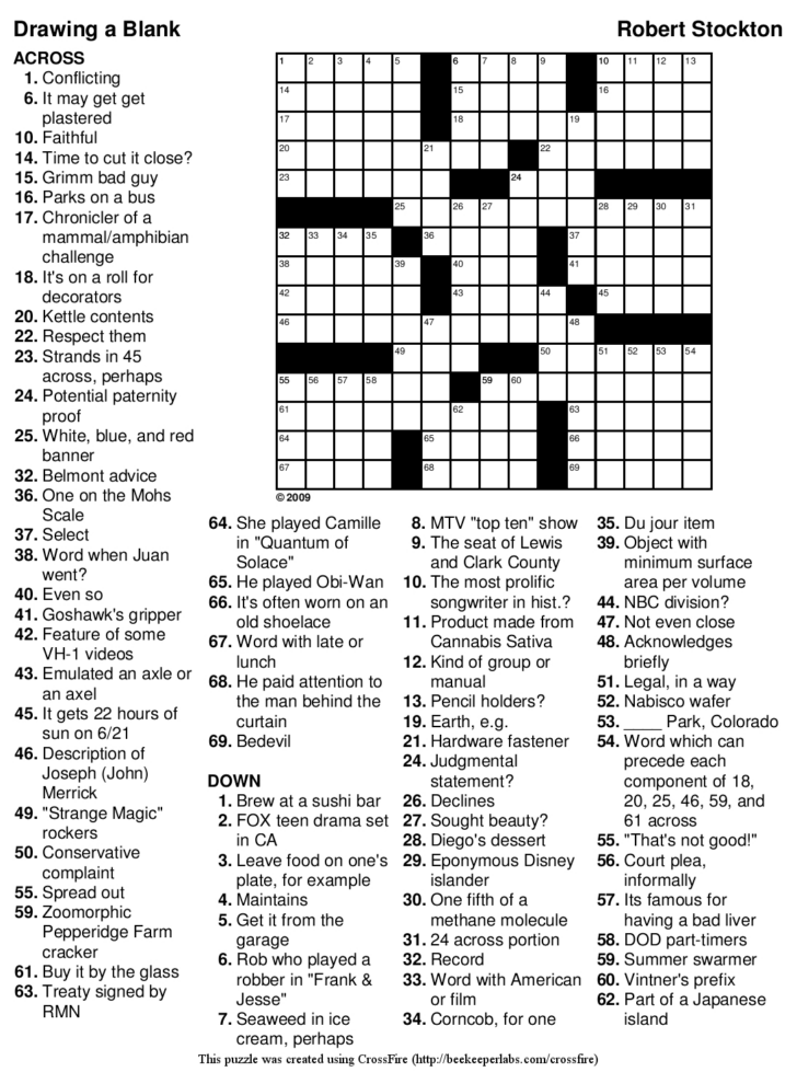 Crossword Puzzles Printable Intermediate