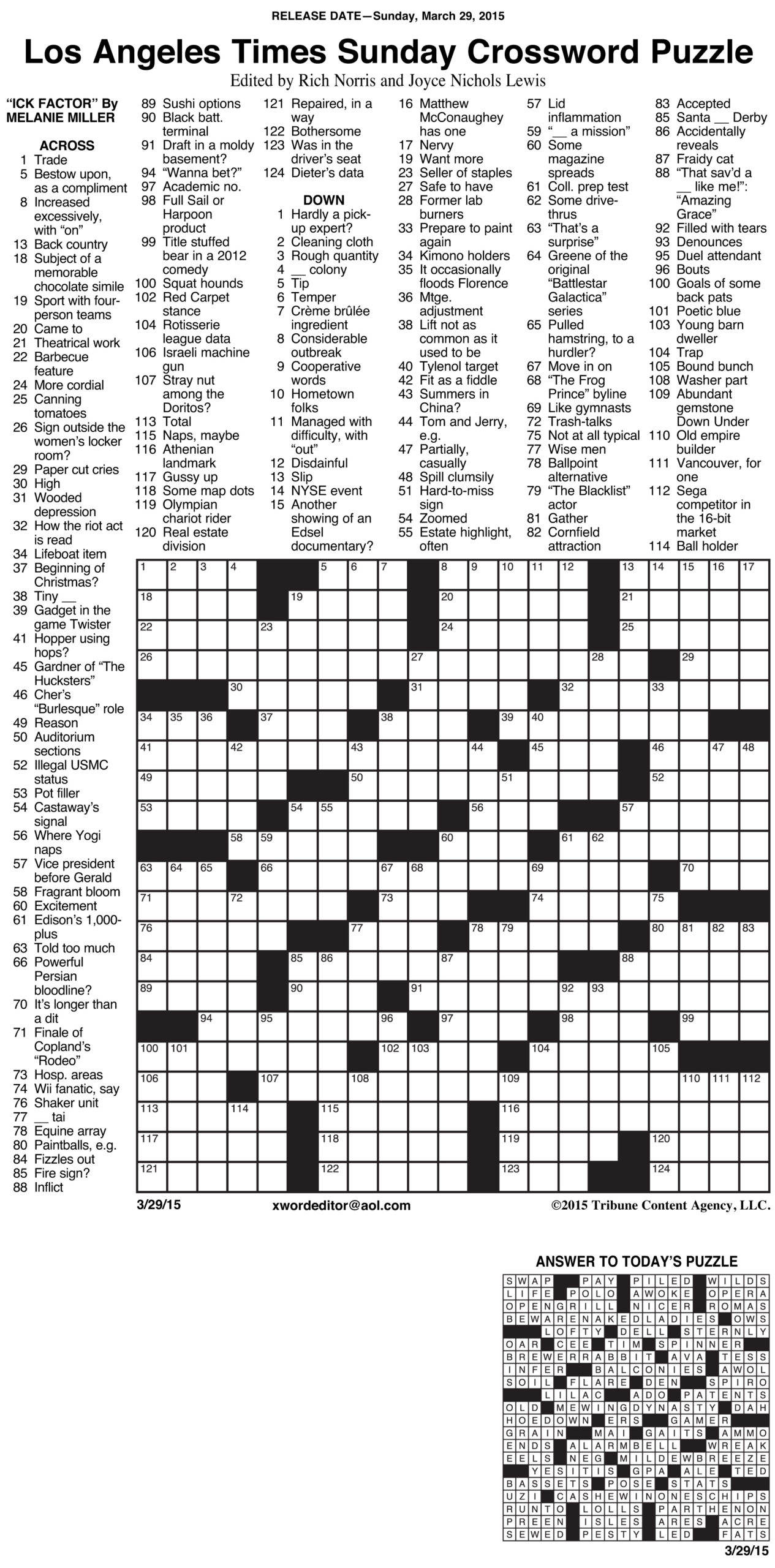Printable La Times Crossword 2018 Printable Crossword Puzzles