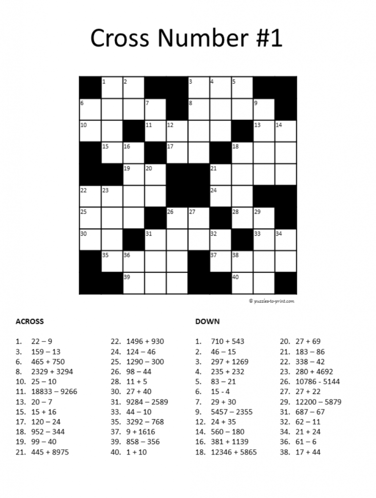 Printable Maths Puzzles For 12 Year Olds Printable Crossword Puzzles