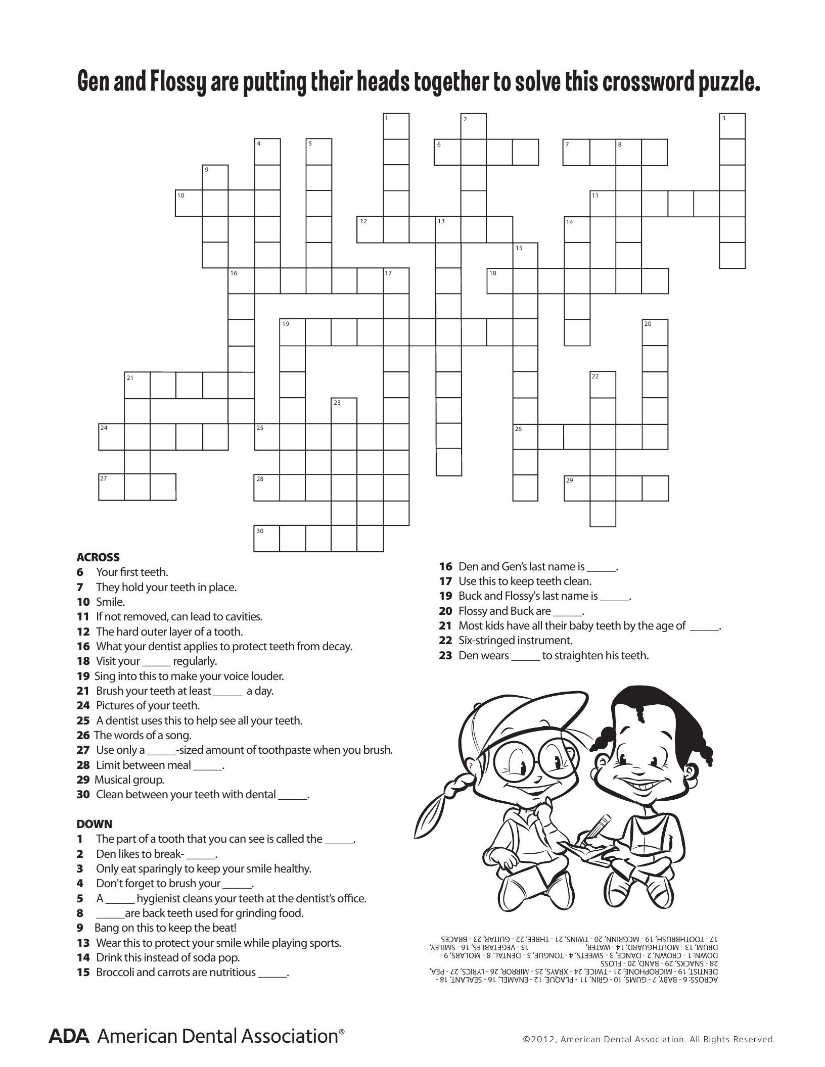 Health And Wellness Crossword Puzzles Printable Sally Crossword Puzzles