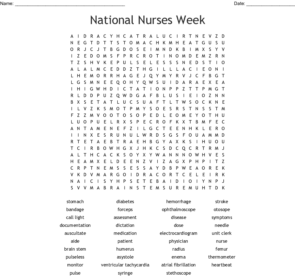 Printable Nursing Crossword Puzzles Printable Crossword Puzzles