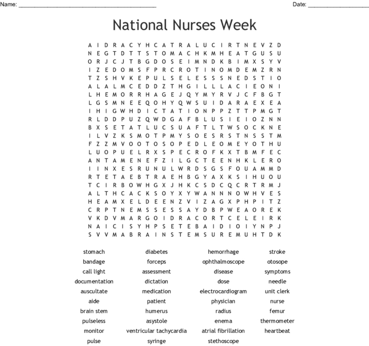 Crossword Puzzle Nurses Week 2020 Images Free Download Printable