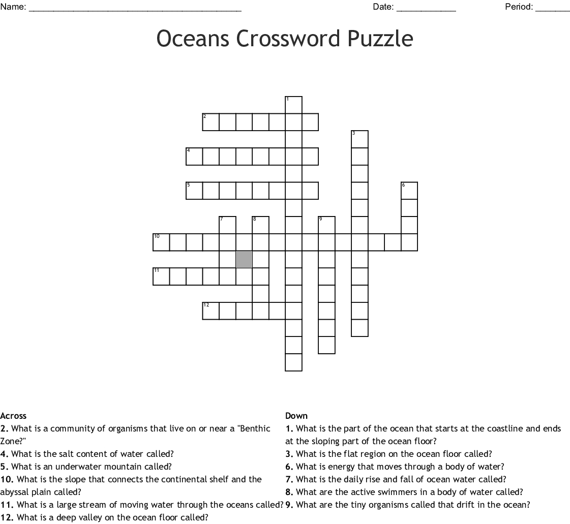 Printable Ocean Crossword Puzzles Printable Crossword Puzzles