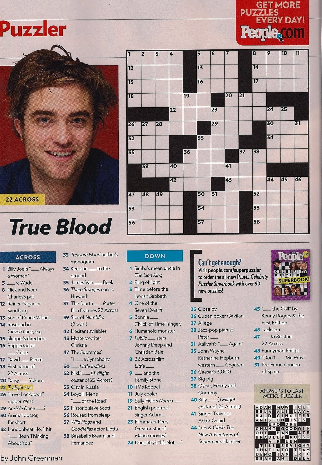 Printable People Magazine Crossword Puzzles Printable Crossword Puzzles