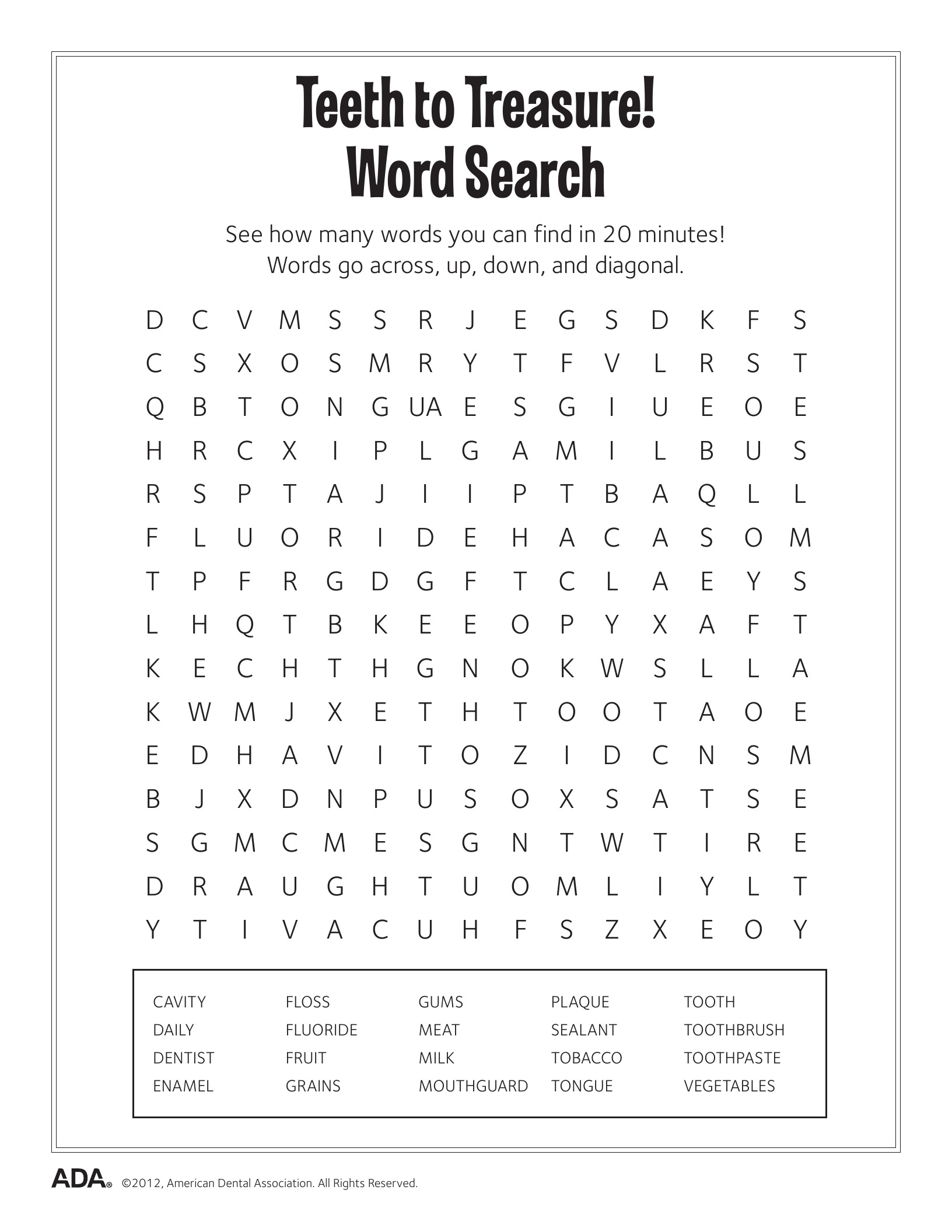 Printable Personal Hygiene Crossword Puzzle Printable Crossword Puzzles