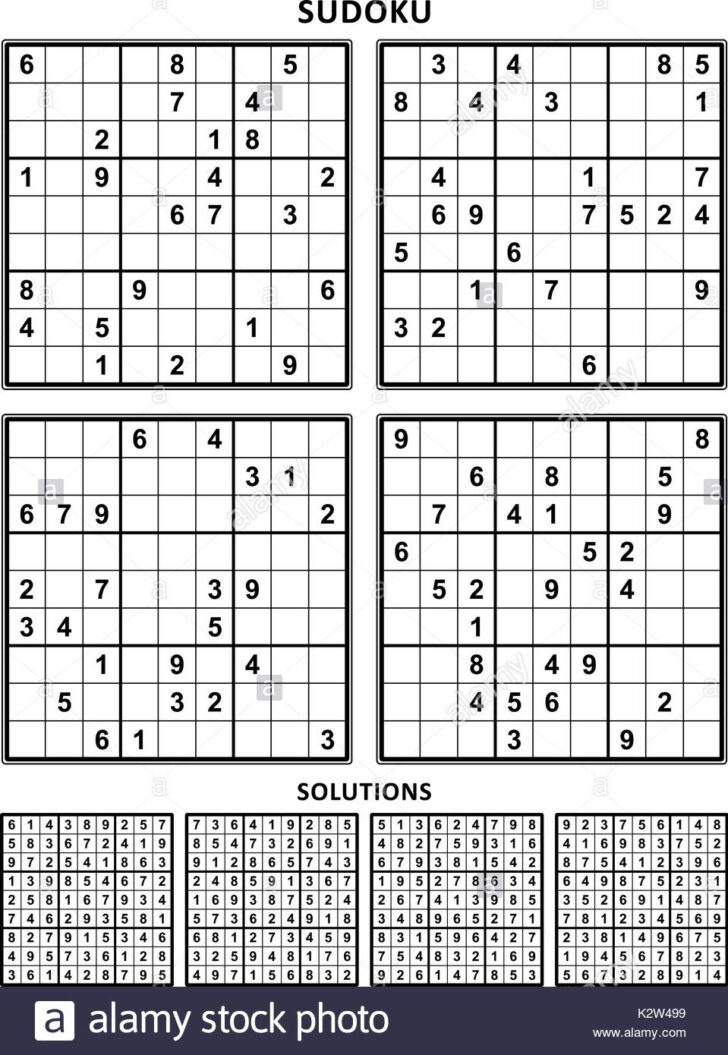 Printable Sudoku Puzzles 4 Per Page With Answers Key