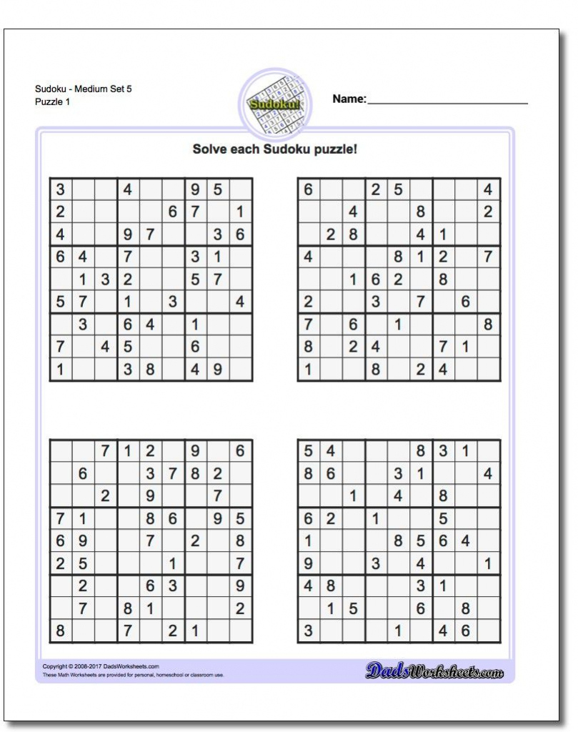 Printable Sudoku Puzzles 4 Per Page Printable Crossword Puzzles