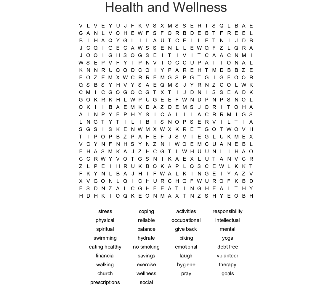 Printable Wellness Crossword Puzzles Printable Crossword Puzzles