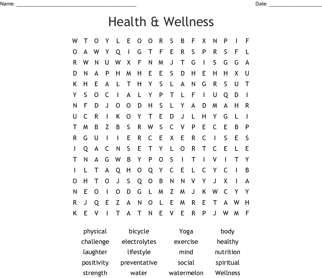 Printable Wellness Crossword Puzzles Printable Crossword Puzzles