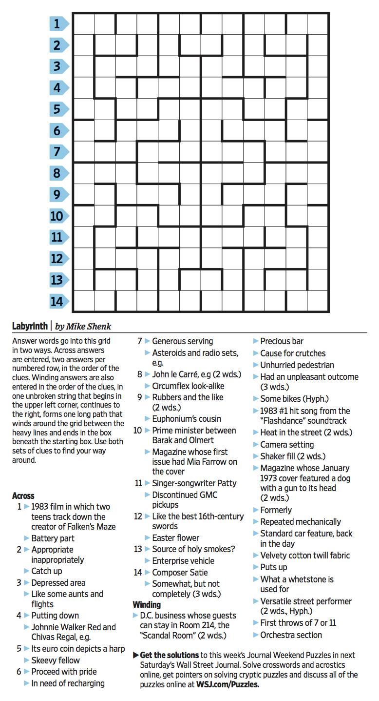 Rows Garden Saturday Puzzle Wsj Puzzles Wsj Printable Wsj 