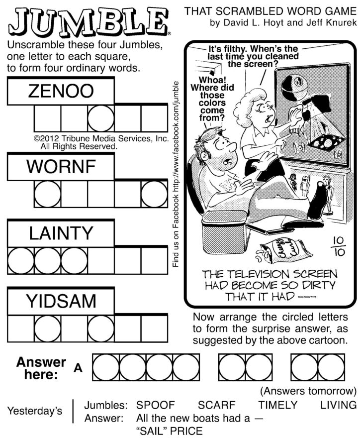 Daily Jumble Crossword Puzzle Printable