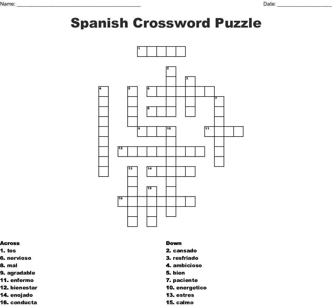 Spanish Crossword Puzzle WordMint