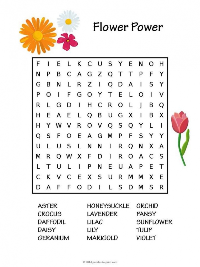 Spring Flowers Crossword Worksheets 99Worksheets