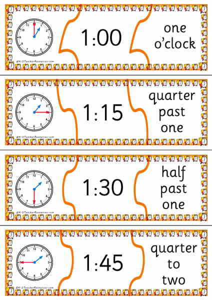 Telling time puzzles 2 Page 02 K 3 Teacher Resources